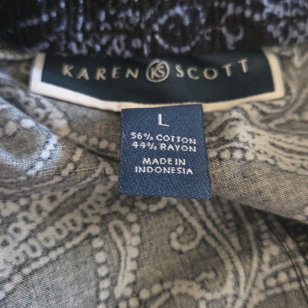 Karen Scott Navy Paisley Cropped Knit Pants Size L - Picture 3 of 3